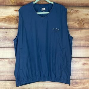 Vintage Tommy Bahama Vest Mens Large Blue V Neck Pullover Sleeveless Golf Pocket
